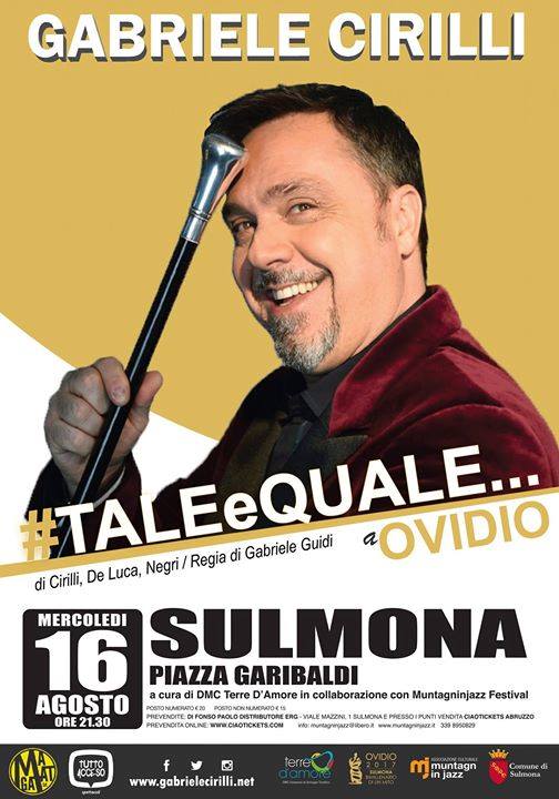 Sulmona. Il comico Gabriele Cirilli torna in Abruzzo con “Tale e Quale a… Ovidio”